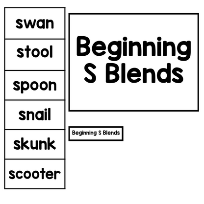 Beginning S Blends File Folder