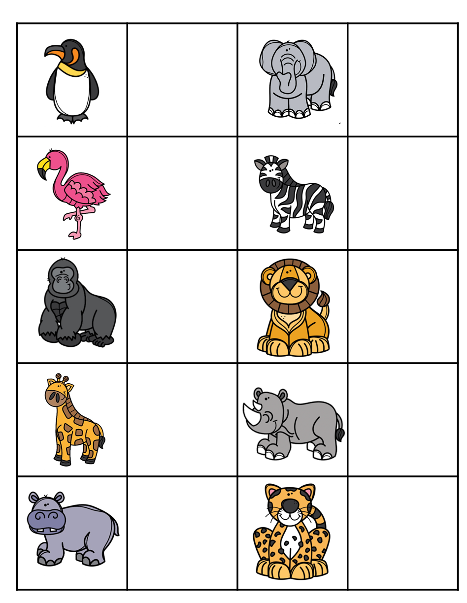 Zoo Animals File Folders