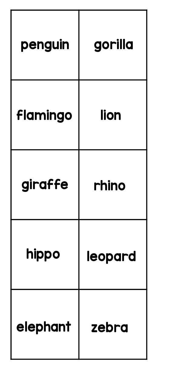 Zoo Animals File Folders
