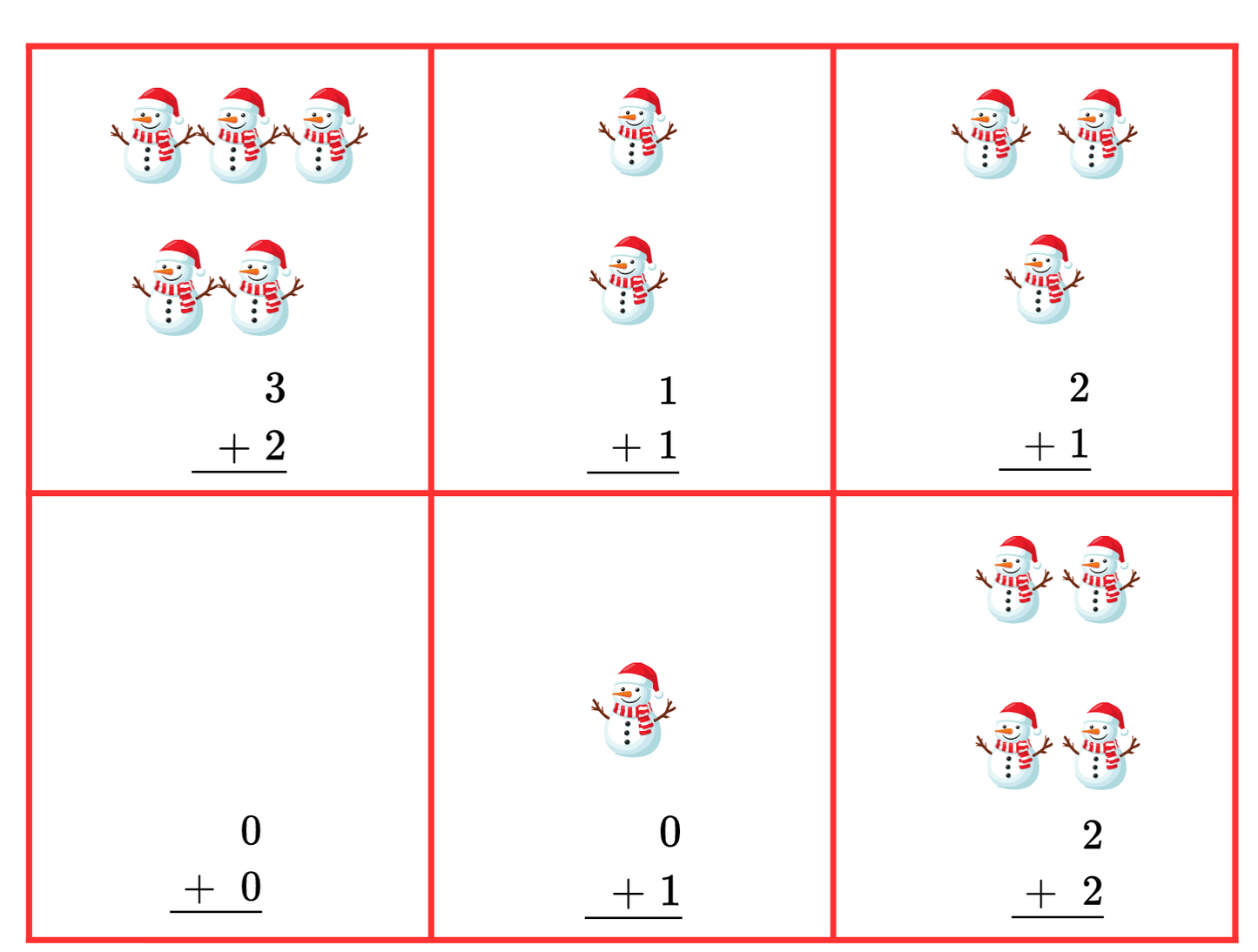 Snowman Addition 0-10
