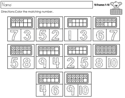 February 10 Frames 1-20 with Worksheets