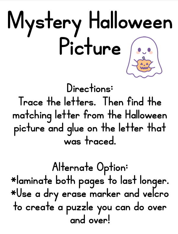 Mystery Alphabet Halloween Picture Members Only