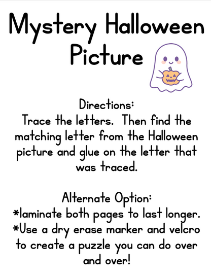 Mystery Alphabet Halloween Picture Members Only