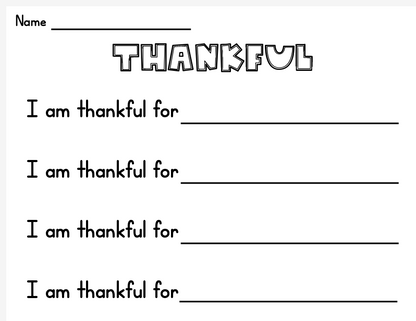Writing: I Am Thankful For...
