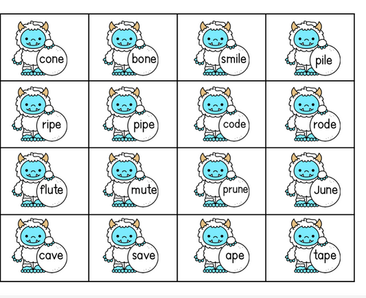 Winter CVCe Rhyming Game