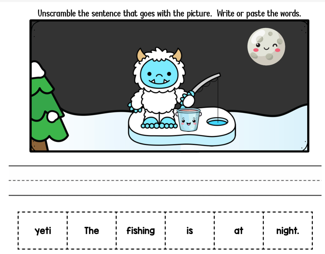 Winter Unscramble and Write the Sentence