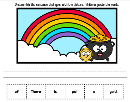 St Patrick's Day Unscramble and Write the Sentence