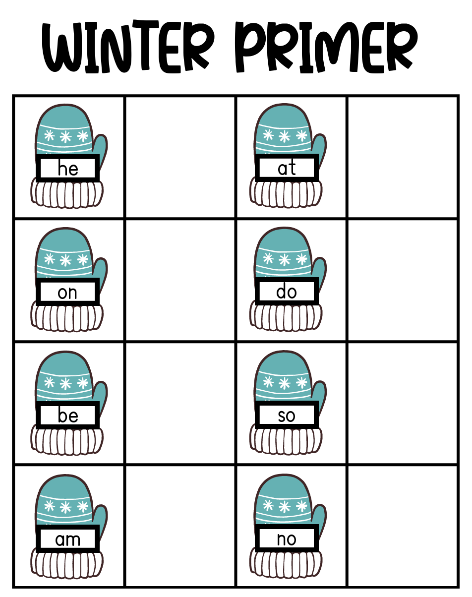 Winter Primer Sight Word Match File Folder Members Only