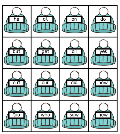 Winter Primer Sight Word Match File Folder Members Only