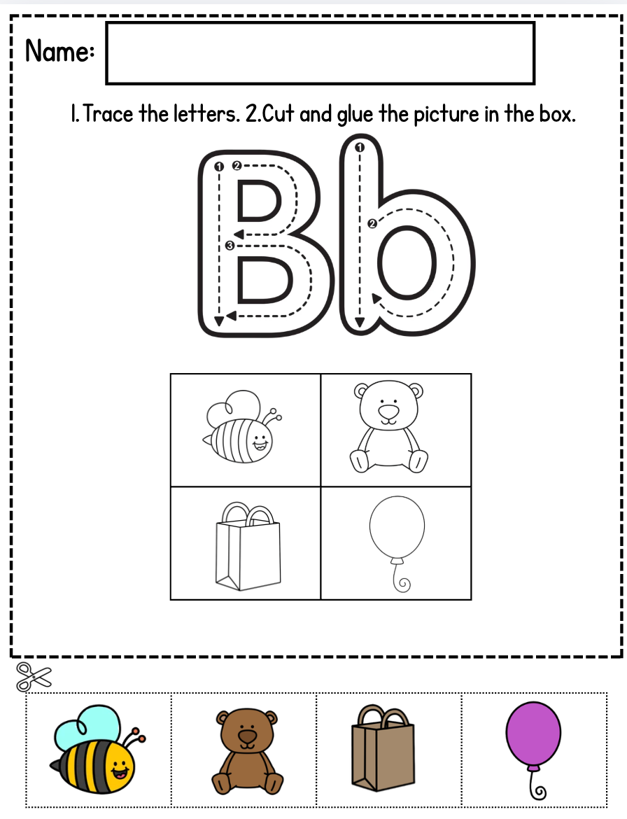 Beginning Sounds: Trace, Cut & Paste Members Only